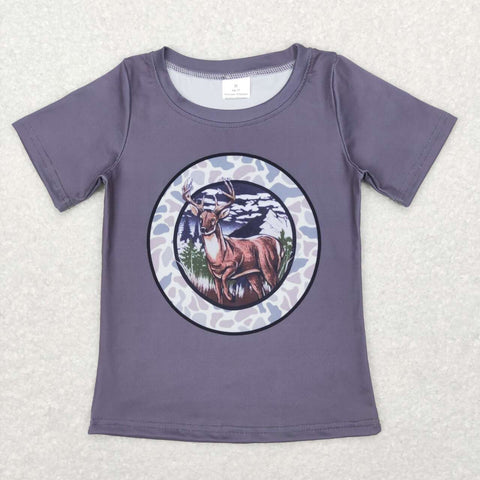 BT0464 gray deer short sleeve boy shirt