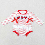 LR0835 heart red white long sleeve romper