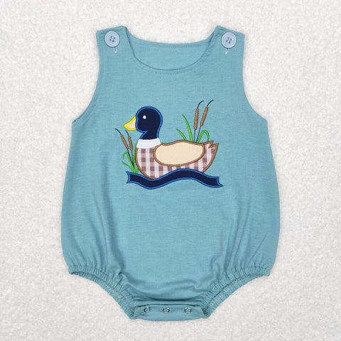 SR0590 duck blue short sleeve baby romper