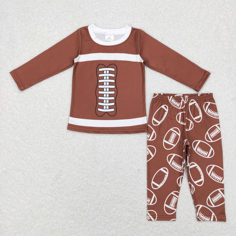BLP0426 rugby brown long sleeve shirt and pants boy outfits