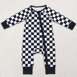 LR0812 black white long sleeve baby romper