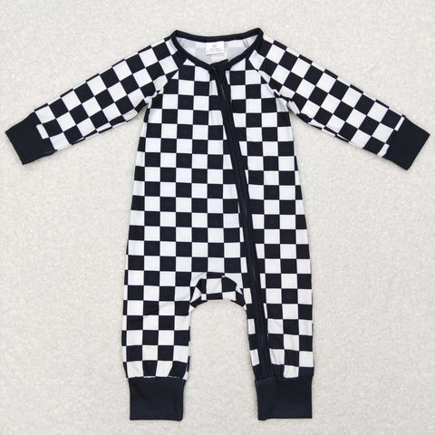 LR0812 black white long sleeve baby romper