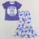 GSPO0915 purple short sleeve shirt and pants girls outfits