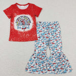 GSPO1115  elephant red short sleeve shirt and long pants girl outfits