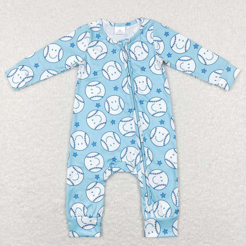 LR0824 rugby blue long sleeve baby romper