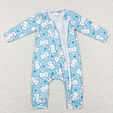 LR0824 rugby blue long sleeve baby romper