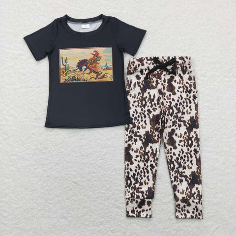 BSPO0149 riding horse black shirt and pants boy outfits