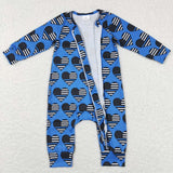 LR0850  blue heart long sleeve baby romper