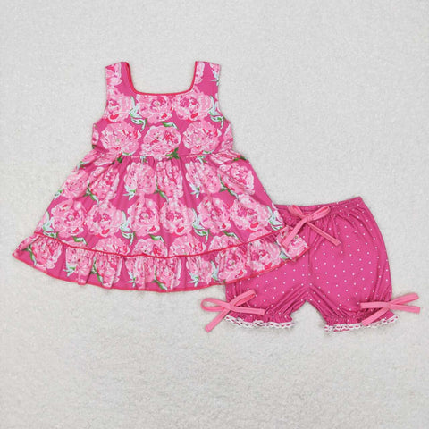 GSSO0364 flower pink cartoon short set