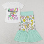 GSPO1047 white star heart whirt and long pants girls outfits