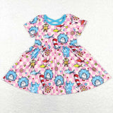 GSD0503 fish pink short sleeve dress