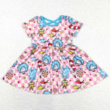 GSD0503 fish pink short sleeve dress