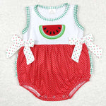 SR0593  watermelons red white baby romper