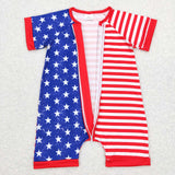 SR0673  4th July short sleeve baby romper