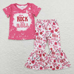 GSPO1146  pink short sleeve shirt and long pants girl outfits