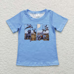 BT0509  blue short sleeve shirt