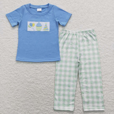 BSPO0190 blue short sleeve shirt and pants boys outfits