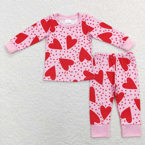 GLP1038  Valentine's Day heart long sleeve shirt and long pants girl outfits