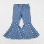 D6-29 Vintage blue trousers little girls denim pants children bell bottom jeans