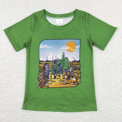 BT0503  short sleeve tractor green shirt