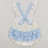 SR0656  blue sleeveless baby romper