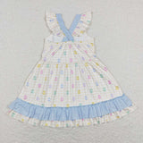 GSD0582  blue short sleeve girl dress
