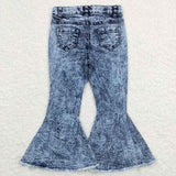 PO008 -- western gray jeans long pants bell bottoms