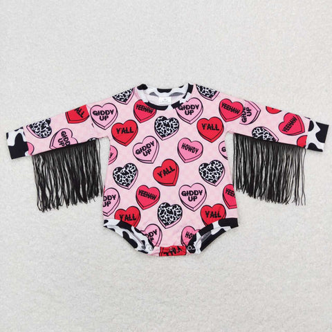 LR0815 pink heart long sleeve baby romper