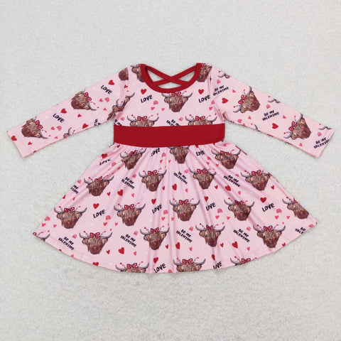 GLD0479 cow heart pink long sleeve baby dress