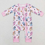 LR0807 dog pink long sleeve baby romper