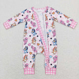 LR0807 dog pink long sleeve baby romper