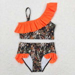 S0197 orange camo baby swimwear suit