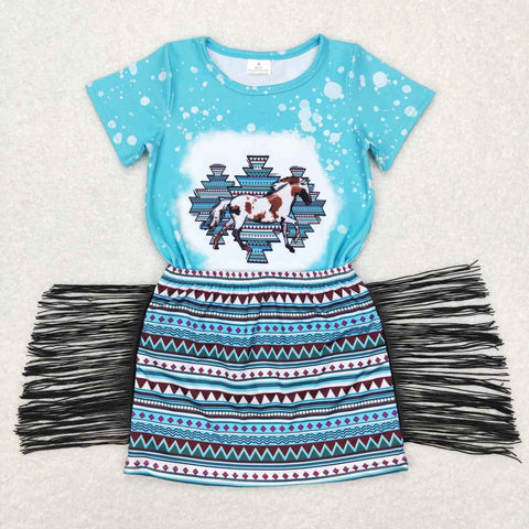 GSD0607  blue short sleeve shirt and shorts girls outfits