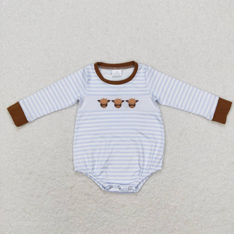 LR0724 cow white long sleeve baby romper