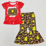 GSPO1086 heart red yellow short sleeve girl outfits