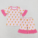 GSSO0407 Easter rabbit carrot short sleeve girls outfits