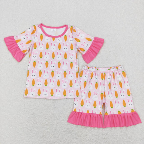 GSSO0407 Easter rabbit carrot short sleeve girls outfits