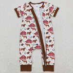 SR0509 horse farm short sleeve baby romper