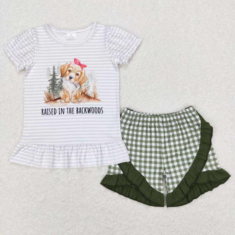 GSSO0417  dog tree short sleeve girls outfits