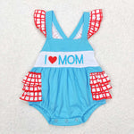 SR0683 love mom blue short sleeve baby romper