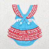 SR0683 love mom blue short sleeve baby romper