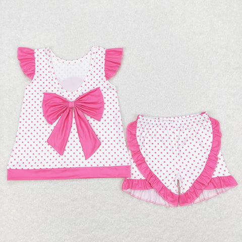 GSSO0384 pink short sleeve shirt and pants girls outfits