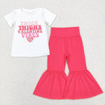 GSPO1128  white short sleeve shirt and pink long pants girls outfits