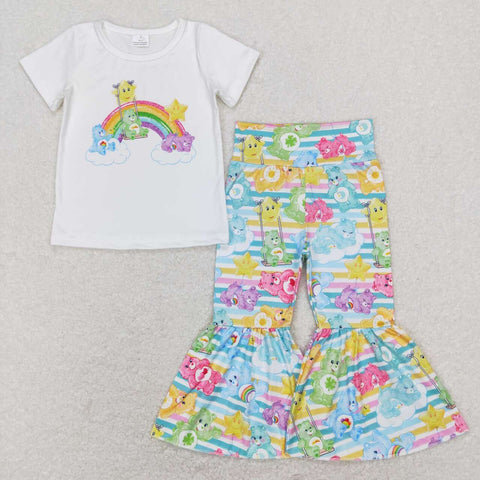 GSPO1189--milk silk star bear short sleeve girls outfits