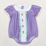 SR0471 purple short sleeve baby romper