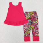 GSPO1097 pink sleeve shirt and pants girl outfits