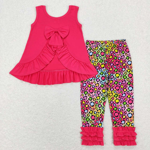 GSPO1097 pink sleeve shirt and pants girl outfits