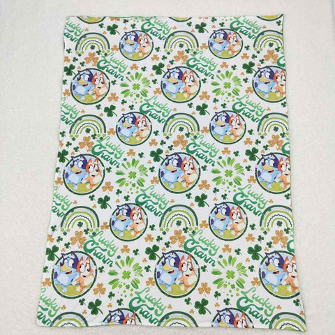 BL0105 dog green baby blanket