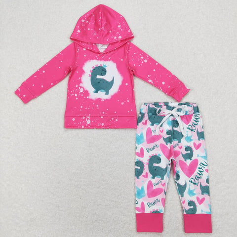 GLP1107--Valentine's Day heart dinosuar pink girls outfits