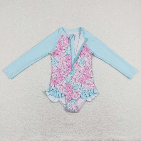 S0182 flower long sleeve baby swimwear